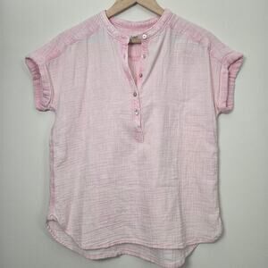 Faherty Dream Desmond Organic Cotton Top XS Pink Gauzy Pullover Shirt Casual